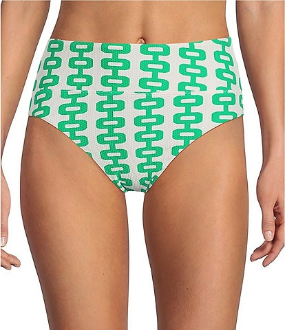 Gianni Bini Textured Retro Fille High Waisted Swim Bottom