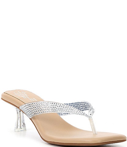 Gianni Bini VagaThree Rhinestone Clear Thong Sandals
