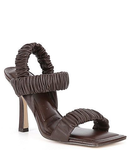 Gianni Bini Vanya Scrunched Leather Square Toe Dress Sandals