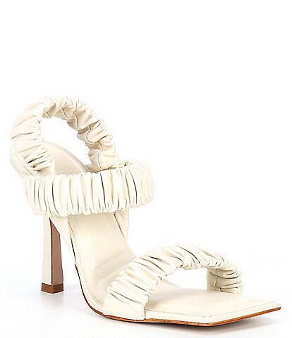 Gianni Bini Vanya Scrunched Leather Square Toe Dress Sandals