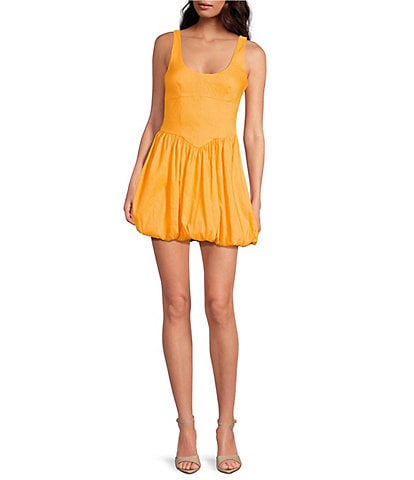 Gianni Bini Violet Square Neck Sleeveless Linen Blend Mini Shift Dress