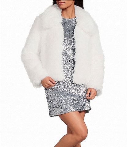 Gianni Bini Winnie Collared Long Sleeve Faux Fur Jacket