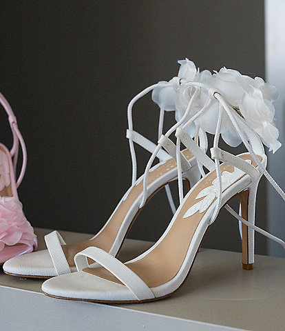 Gianni Bini x Caelynn Bell Papillon Fabric Flower Ankle Wrap Dress Sandals