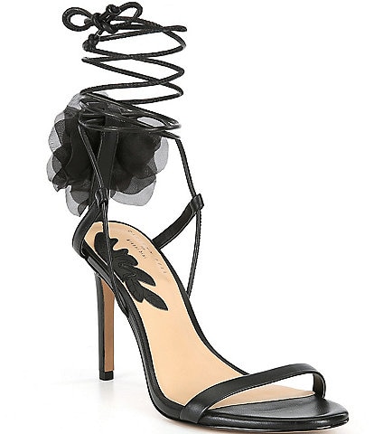 Gianni Bini x Caelynn Bell Papillon Leather Flower Ankle Wrap Dress Sandals