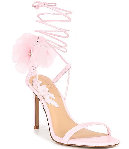 Gianni Bini x Caelynn Bell Papillon Leather Flower Ankle Wrap Dress Sandals