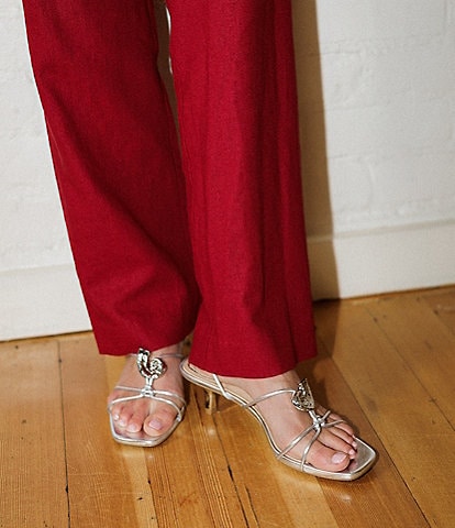 Gianni Bini x Cyd Morris The Minnie Leather Seashell Ankle Wrap Sandals