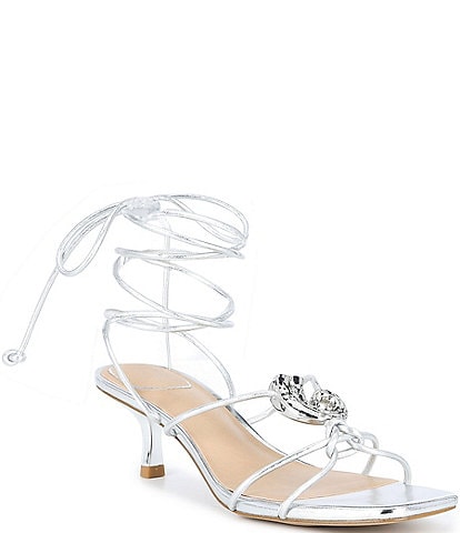 Gianni Bini x Cyd Morris The Minnie Leather Seashell Ankle Wrap Sandals
