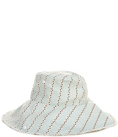 Gianni Bini x Cyd Morris The Leo Stripe Print Front Snap Brim Floppy Linen Hat