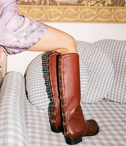 Gianni Bini x Hadley Greene Ryder Leather Chain Link Riding Boots