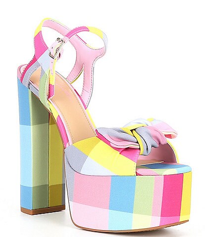 Gianni Bini x Jess Southern Carrie Plaid Knotted Bow Platform Sandals