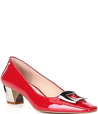 Gianni Bini x Lilly Sisto Wilder Patent Ornament Block Heel Pumps