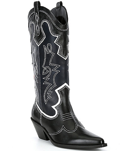 Gianni Bini x Nastia Liukin Palomar Leather Contrast Stitch USA Western Boots
