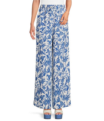 Gianni Bini x Shea Leigh Mills Amalfi Printed Satin Coordinating Trouser Pants
