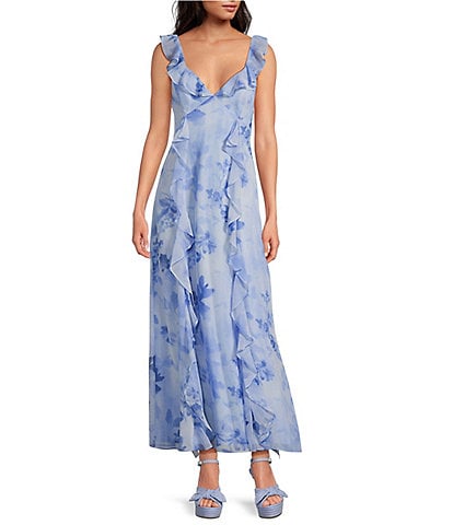 Gianni Bini x Shea Leigh Mills Bre Floral Printed Georgette Ruffle Dress
