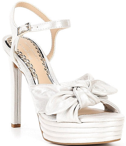 Gianni Bini x Shea Leigh Mills Darling Metallic Knotted Bow Detail Platform Dress Sandals