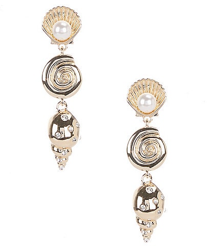 Gianni Bini x Shea Leigh Mills Mermaid Shell Novelty Statement Linear Earrings