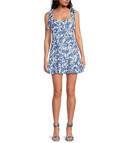 Gianni Bini x Shea Leigh Mills Sophia Printed Satin Mini Ruffle Dress