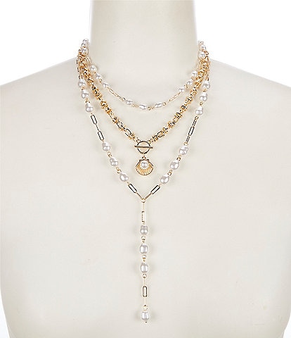 Gianni Bini x Shea Leigh Mills Turks Trio Short Multi Strand Pearl Necklace Set