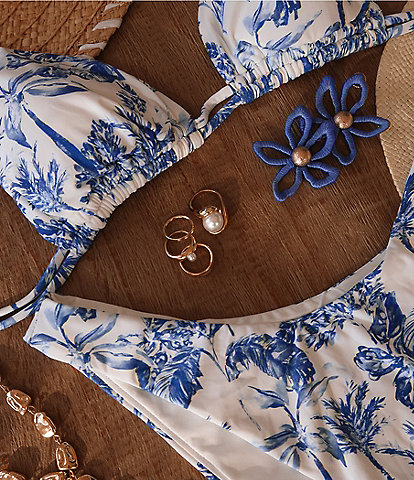 Gianni Bini x Shea Leigh Mills Waterloo Double Tunnel Strap Triangle Swim Top & High Leg Swim Bottom