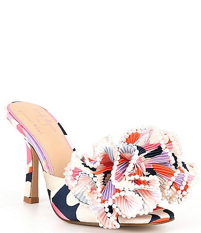 Gianni Bini x Venita Aspen Harlow Printed Pleated Pearl Bow Dress Sandals