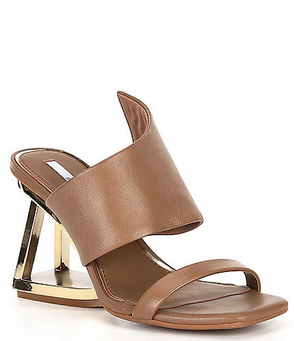 Gianni Bini Zeema Cut Out Curved Leather Architectural Wedge Sandals