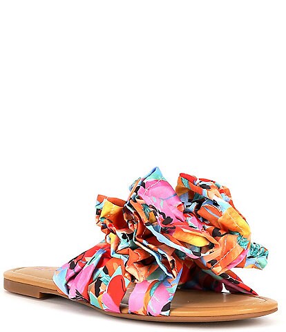 Gianni Bini Zereena Printed Layered Bow Slide Sandals