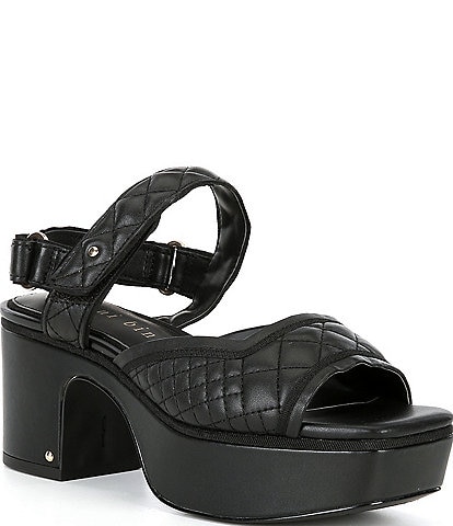 Gianni Bini Zoeyy Quilted Leather Square Toe Platform Sandals