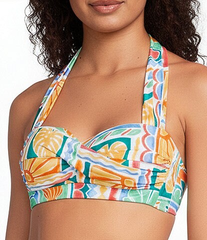Gibson & Latimer Capri Isle Twist Front Halter Swim Top