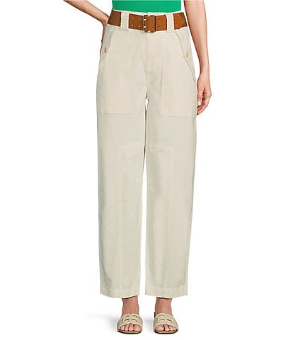 Gibson & Latimer High Rise Tapered Leg Belted Cargo Pants