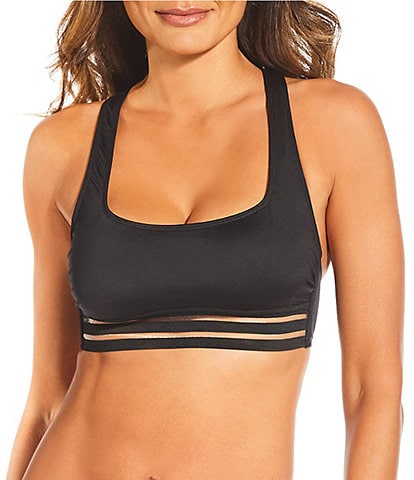 Gibson & Latimer Illusion Solid Banded Square Neck Swim Top