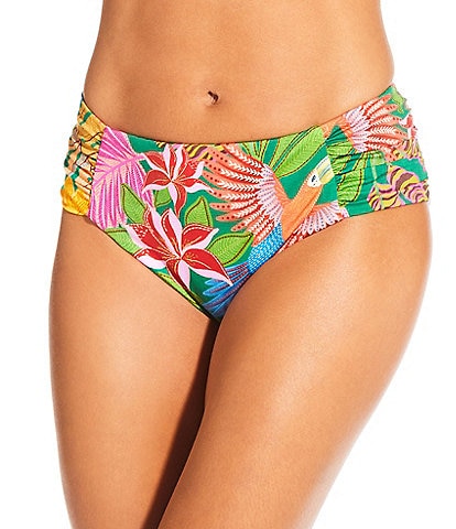 Gibson & Latimer Jungle Life Side Shirred Mid Rise Swim Bottom