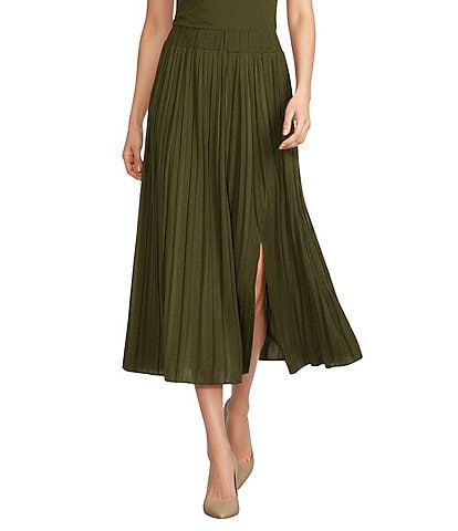 Gibson & Latimer Moonshadow Belted Pleated Midi Skirt