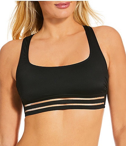 Gibson & Latimer Nov Illusion Solid Banded Square Neck Bralette Swim Top
