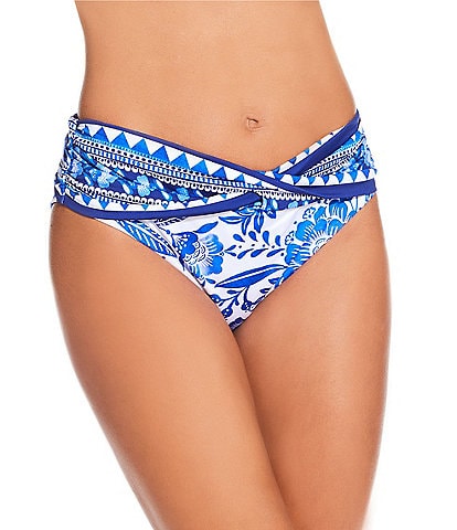 Gibson & Latimer Porcelain Twist Front Sash Classic Hipster Swim Bottom