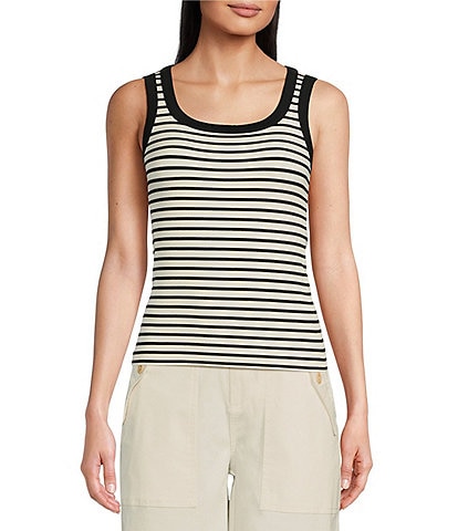Gibson & Latimer Ribbed Knit Scoop Neck Sleeveless Tank Top
