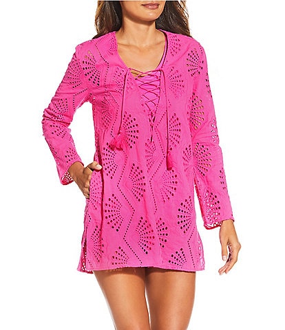 Gibson & Latimer Solid Eyelet Tunic Dress Cover-Up