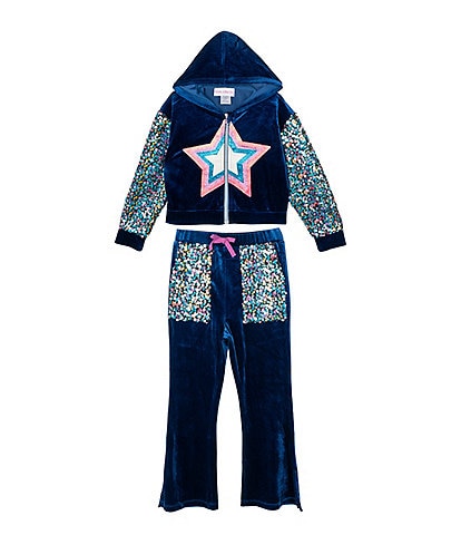 Girls Like Us Little Girls 4-6X Star Applique Sweatshirt Jacket and Pants Set