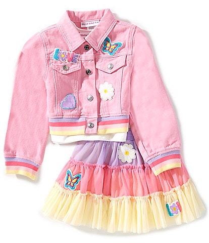 Girls Like Us Little Girls Short Sleeve Top & Graphic Jacket With TuTu 3-Piece Set