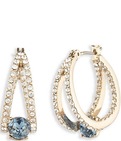 Givenchy Blue Crystal Double Hoop Earrings