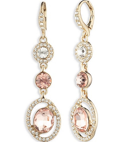 Givenchy Crystal  Gold Tone Antique Pink Linear Earrings