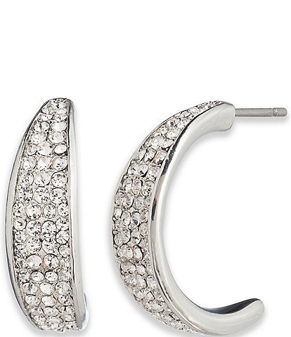 Givenchy Crystal 20mm Pave C Hoop Earrings