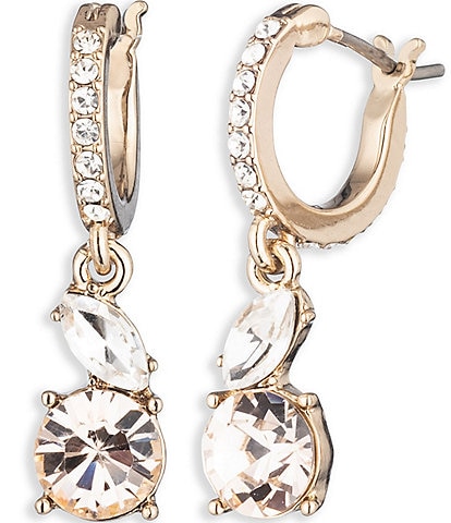 Givenchy Crystal Gold Tone Hoop Drop Earrings