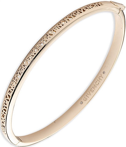 Givenchy Crystal Gold Tone Logo Bangle Bracelet