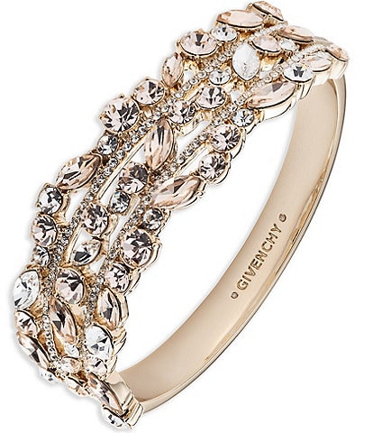 Givenchy Crystal Gold Tone Silk Drama Bangle Bracelet