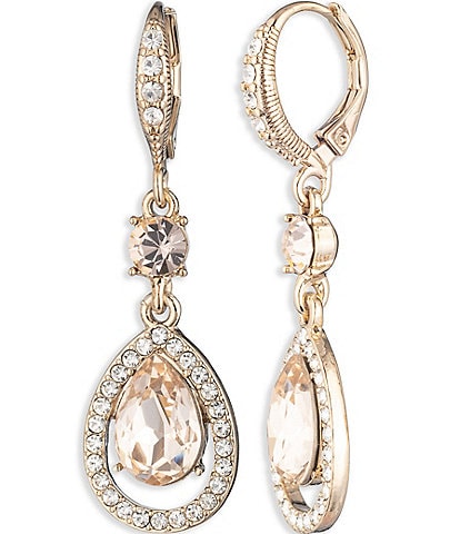 Givenchy Crystal Gold Tone Silk Drop Earrings