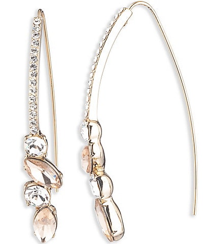 Givenchy Crystal Gold Tone Silk Threader Drop Earrings