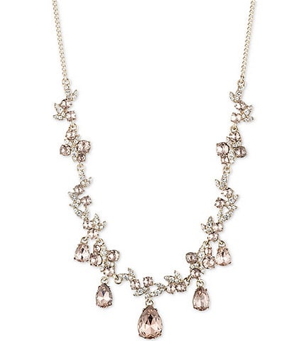 Givenchy Crystal Pear Drop Gold Collar Necklace