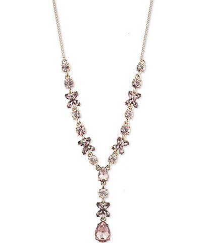 Givenchy Rose Gold Crystal Y Necklace