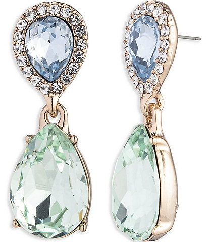 Givenchy Gold Tone Chrysolite Crystal Pear Drop Earrings