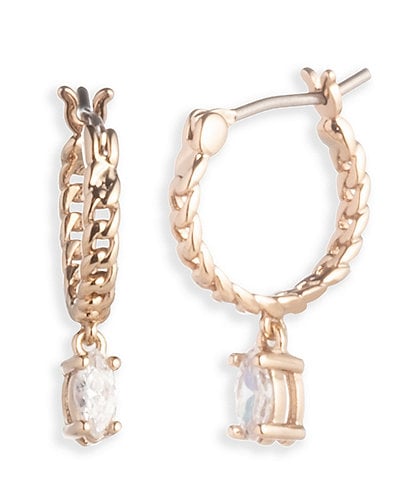 Givenchy Gold Tone Crystal 12MM Hoop Drop Earrings